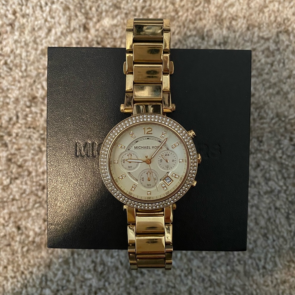 Michael Kors Ladies Gold Glitz Watch